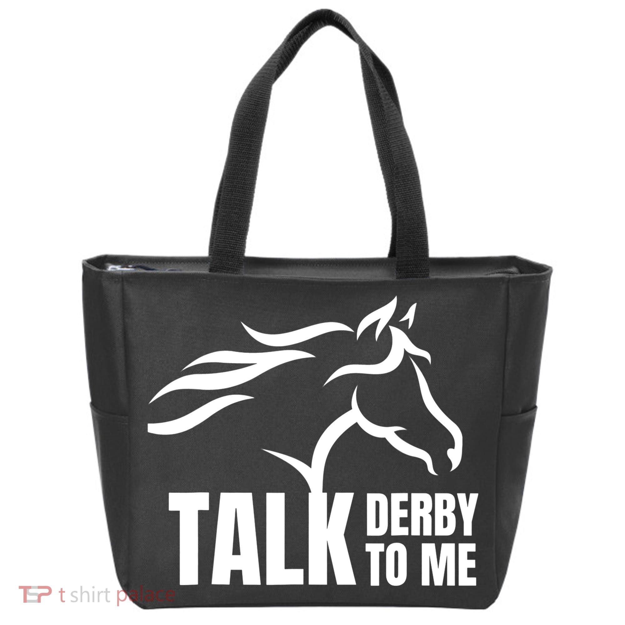 Talk Derby To Me Funny Horse Racing Gift. Tote Bag