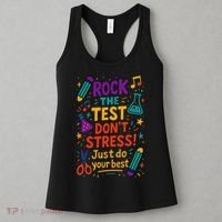 Testing Day Teacher Rock The Test Dont Stress Do Your Best Women's Tank Top thumb 3