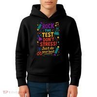 Testing Day Teacher Rock The Test Dont Stress Do Your Best Kids Hoodie thumb 4