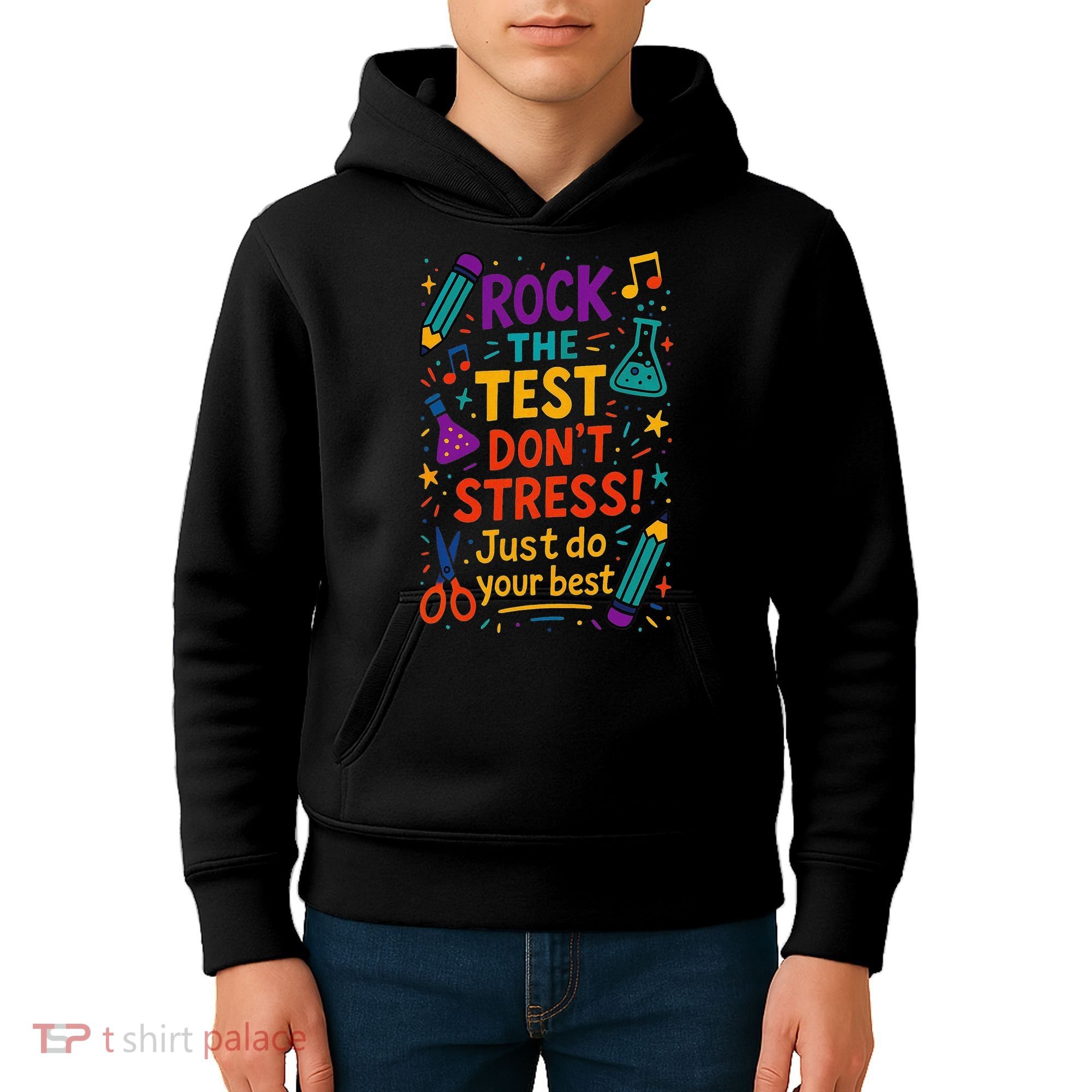 Testing Day Teacher Rock The Test Dont Stress Do Your Best Kids Hoodie