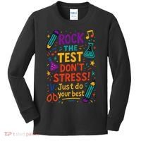 Testing Day Teacher Rock The Test Dont Stress Do Your Best Kids Long Sleeve Shirt thumb 0