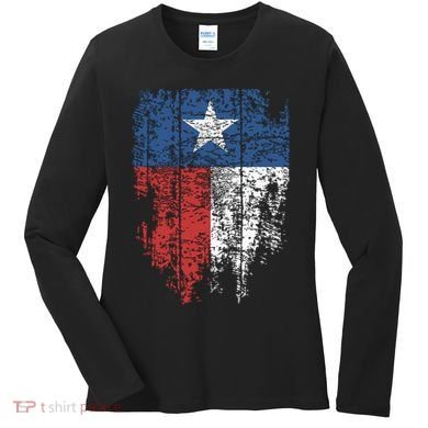 Texas Distressed Texas State Flag Women's Long Sleeve Shirt