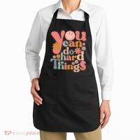 Test Day Teacher You Can Do Hard Things Groovy Retro Apron thumb 2