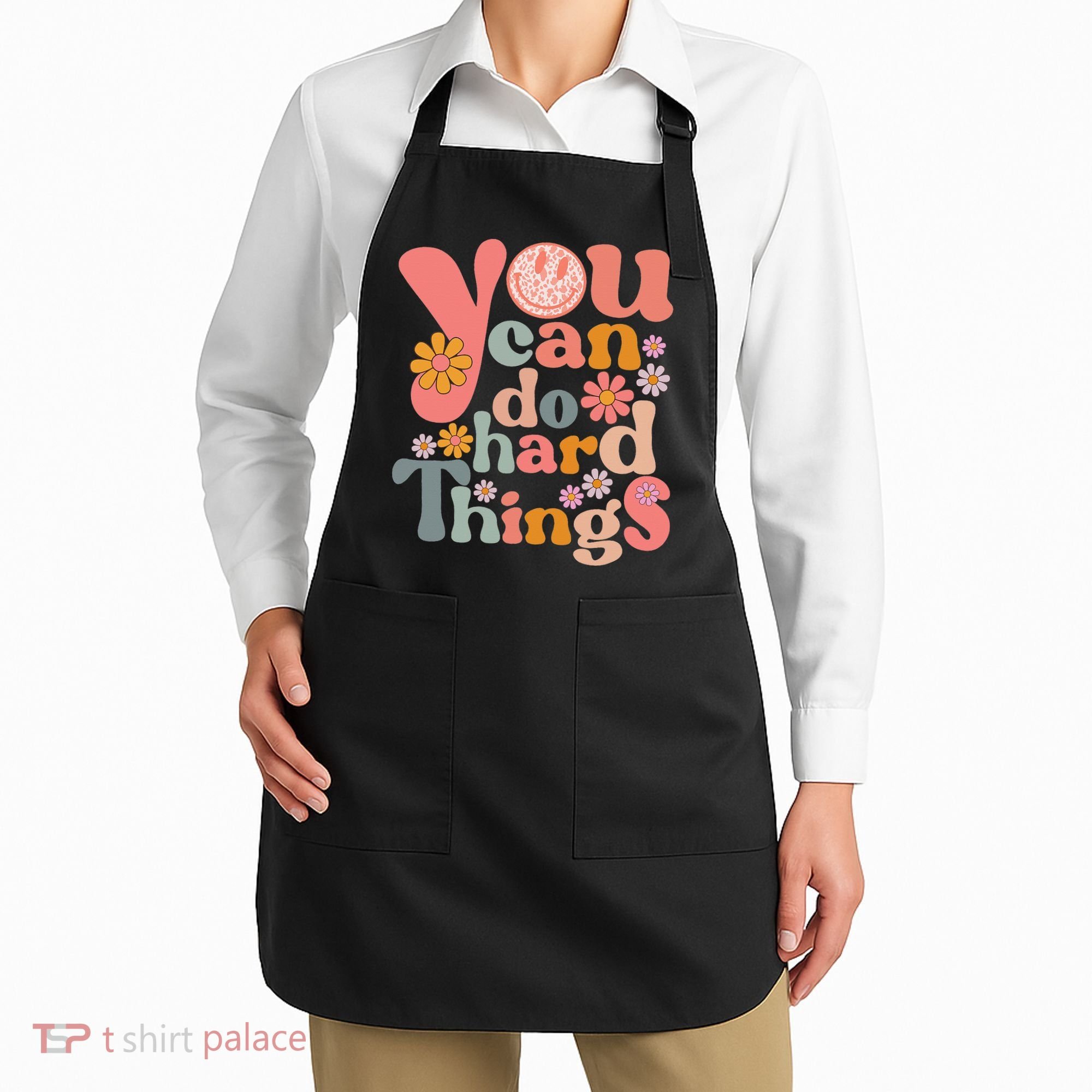 Test Day Teacher You Can Do Hard Things Groovy Retro Apron