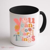 Test Day Teacher You Can Do Hard Things Groovy Retro Coffee Mug thumb 1