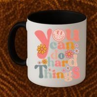 Test Day Teacher You Can Do Hard Things Groovy Retro Coffee Mug thumb 2