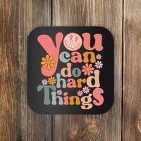 Test Day Teacher You Can Do Hard Things Groovy Retro Coaster thumb 0