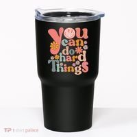 Test Day Teacher You Can Do Hard Things Groovy Retro Tumbler thumb 0