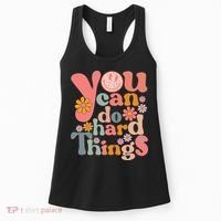 Test Day Teacher You Can Do Hard Things Groovy Retro Women's Tank Top thumb 0