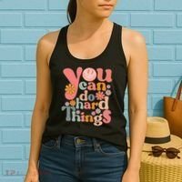 Test Day Teacher You Can Do Hard Things Groovy Retro Women's Tank Top thumb 2