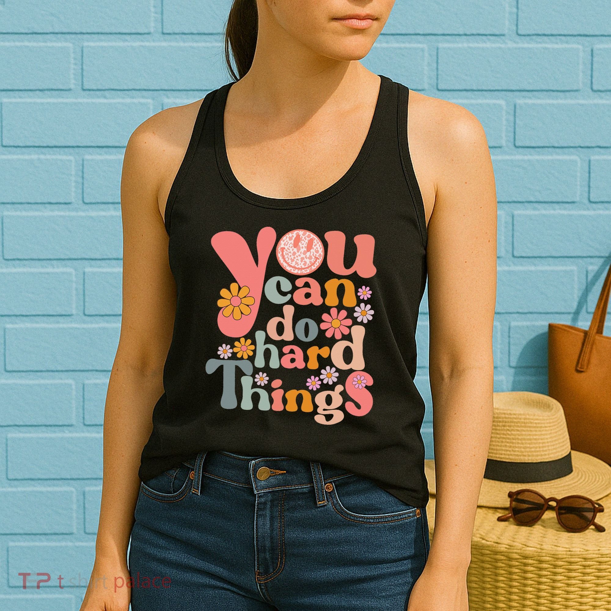 Test Day Teacher You Can Do Hard Things Groovy Retro Women's Tank Top