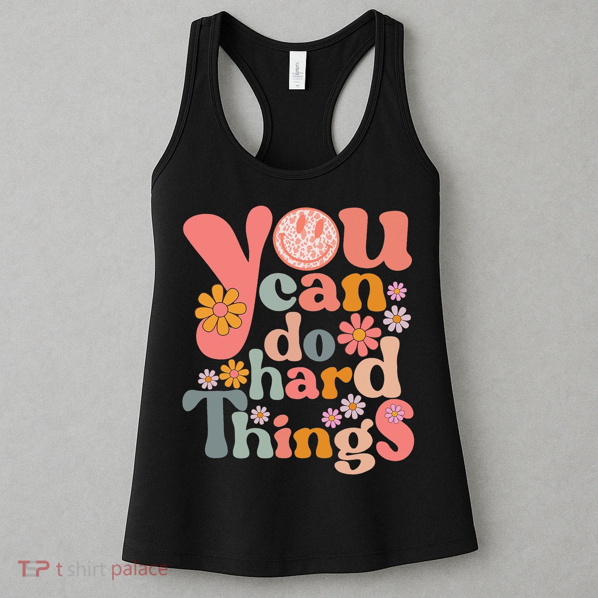 Test Day Teacher You Can Do Hard Things Groovy Retro Women's Tank Top