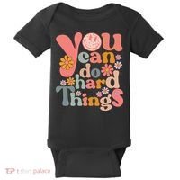 Test Day Teacher You Can Do Hard Things Groovy Retro Baby Bodysuit thumb 0