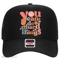 Test Day Teacher You Can Do Hard Things Groovy Retro Hat thumb 0