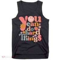 Test Day Teacher You Can Do Hard Things Groovy Retro Tank Top thumb 0