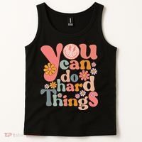 Test Day Teacher You Can Do Hard Things Groovy Retro Tank Top thumb 2