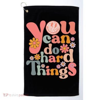 Test Day Teacher You Can Do Hard Things Groovy Retro Golf Towel