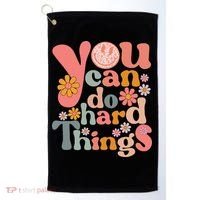 Test Day Teacher You Can Do Hard Things Groovy Retro Golf Towel thumb 0