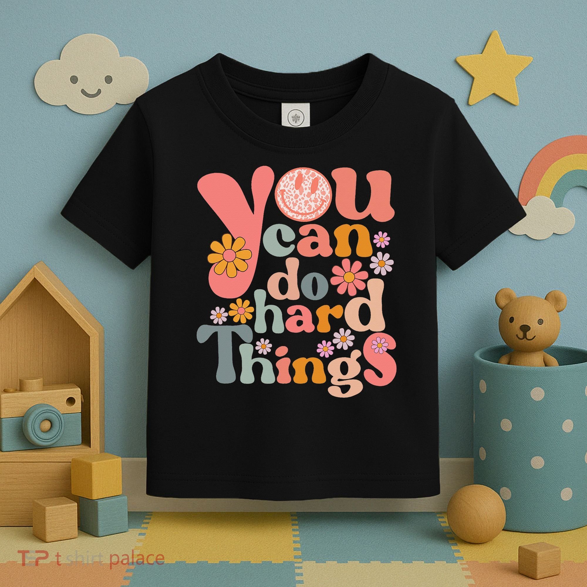 Test Day Teacher You Can Do Hard Things Groovy Retro Toddler T-Shirt
