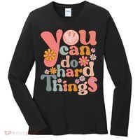 Test Day Teacher You Can Do Hard Things Groovy Retro Women's Long Sleeve Shirt thumb 0