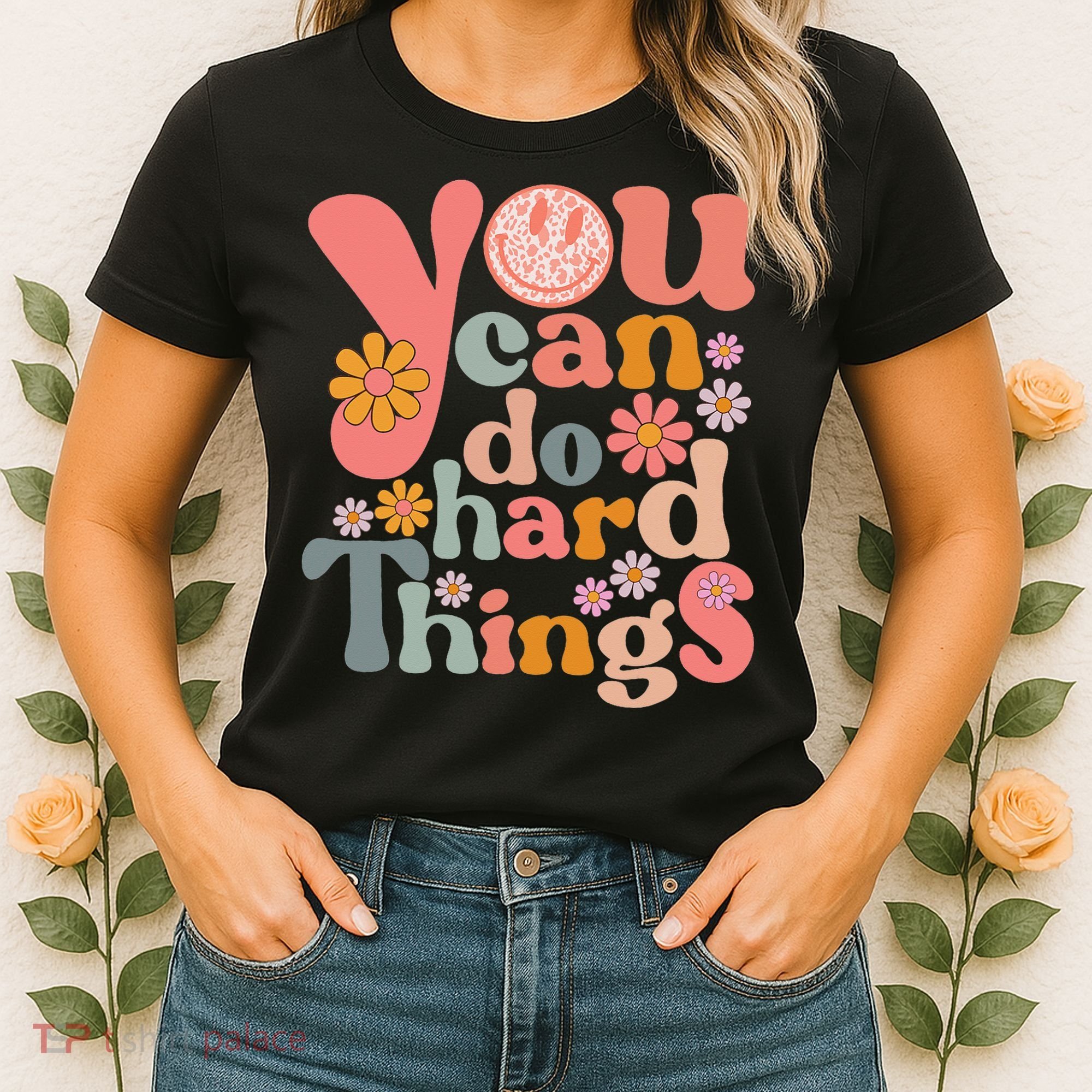 Test Day Teacher You Can Do Hard Things Groovy Retro Women's T-Shirt