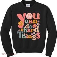 Test Day Teacher You Can Do Hard Things Groovy Retro Kids Sweatshirt thumb 0
