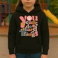 Test Day Teacher You Can Do Hard Things Groovy Retro Kids Hoodie thumb 3