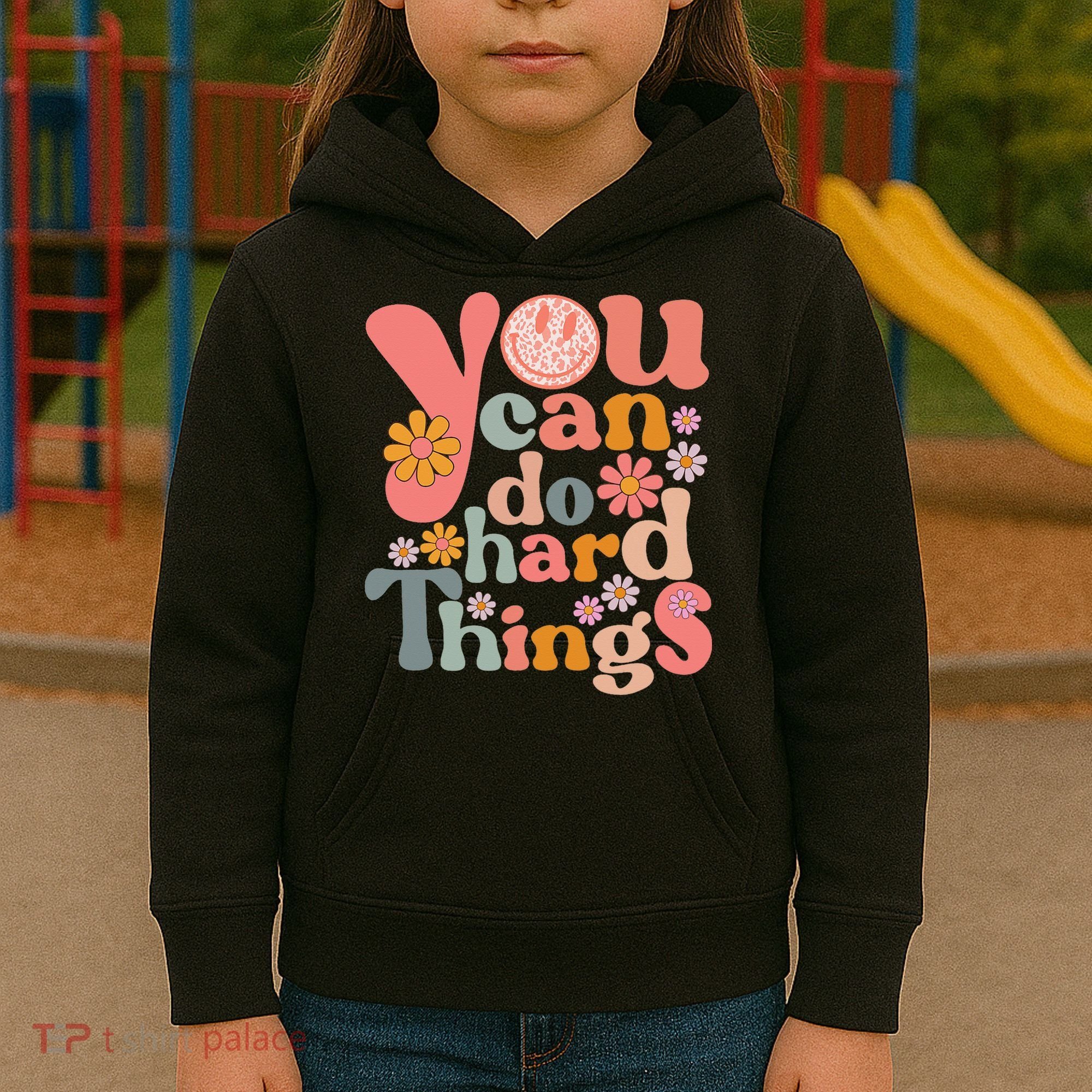 Test Day Teacher You Can Do Hard Things Groovy Retro Kids Hoodie
