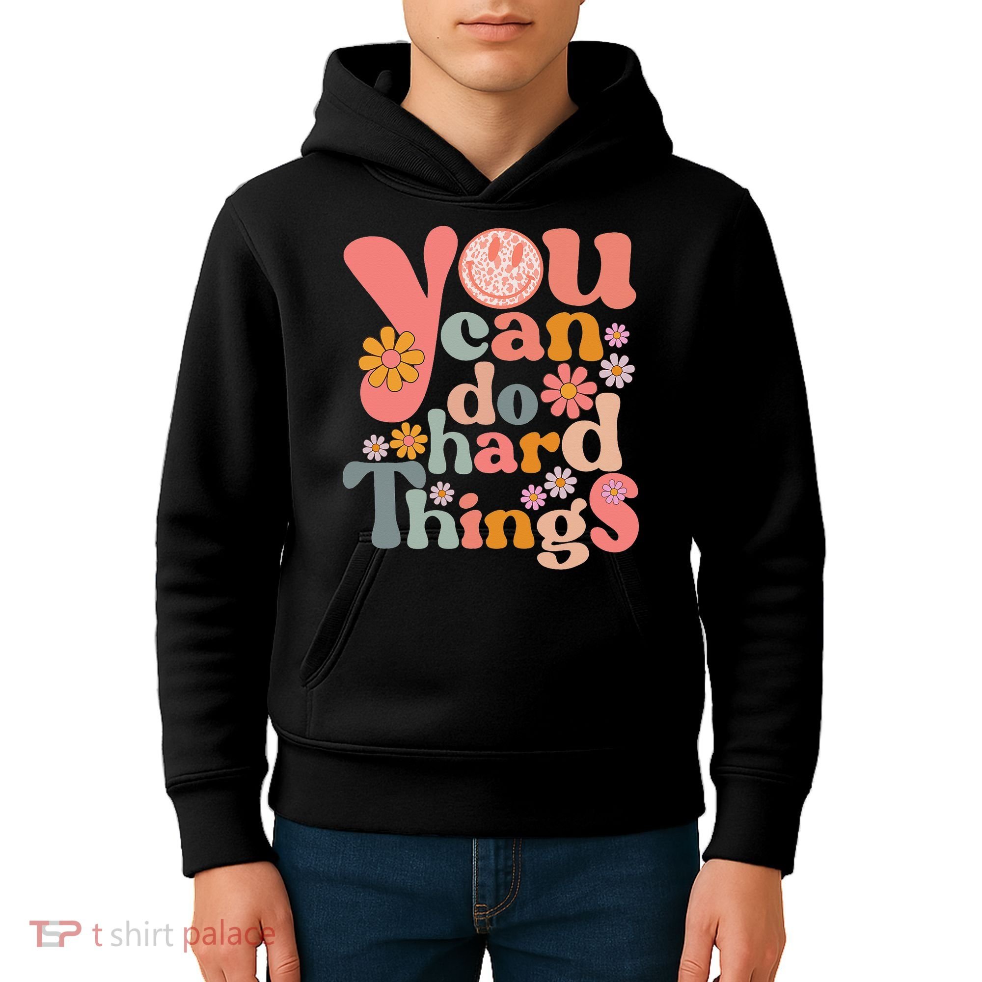 Test Day Teacher You Can Do Hard Things Groovy Retro Kids Hoodie