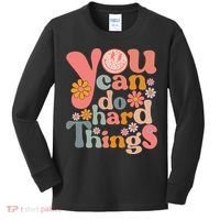 Test Day Teacher You Can Do Hard Things Groovy Retro Kids Long Sleeve Shirt thumb 0