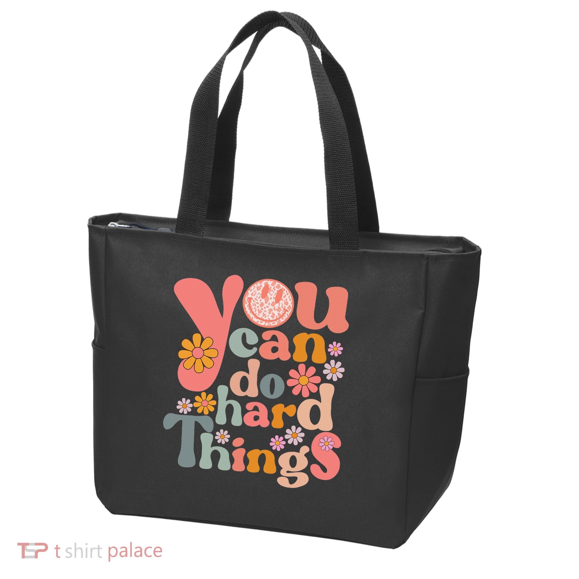 Test Day Teacher You Can Do Hard Things Groovy Retro Tote Bag