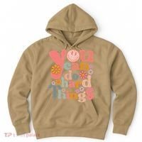 Test Day Teacher You Can Do Hard Things Groovy Retro Hoodie thumb 0