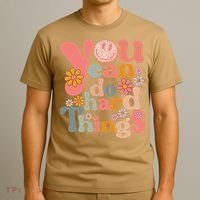 Test Day Teacher You Can Do Hard Things Groovy Retro T-Shirt thumb 3