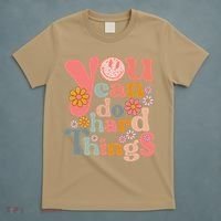 Test Day Teacher You Can Do Hard Things Groovy Retro T-Shirt thumb 5