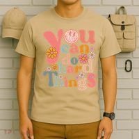 Test Day Teacher You Can Do Hard Things Groovy Retro T-Shirt thumb 6