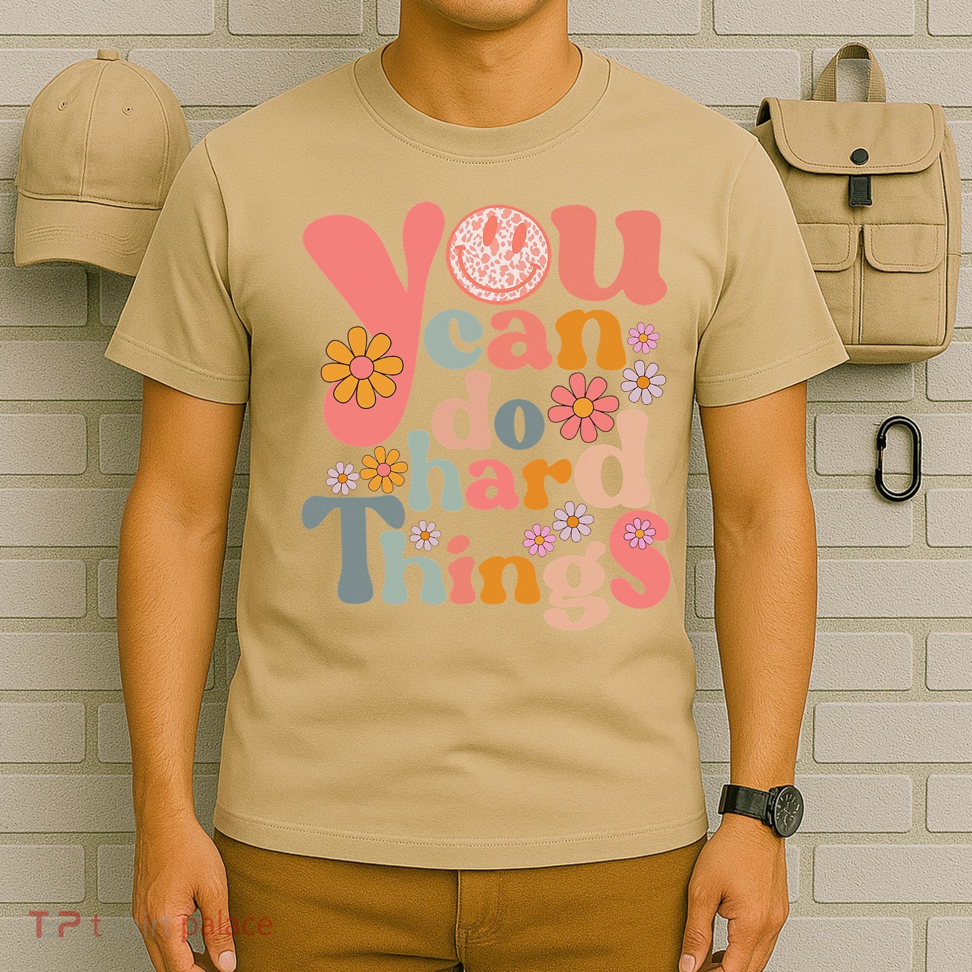 Test Day Teacher You Can Do Hard Things Groovy Retro T-Shirt