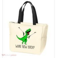 TRex Dinosaur What Now Bitch Funny Tyrannosaurus Rex TShirt Tote Bag thumb 3