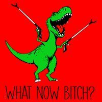 TRex Dinosaur What Now Bitch Funny Tyrannosaurus Rex TShirt Santa Hat thumb 1