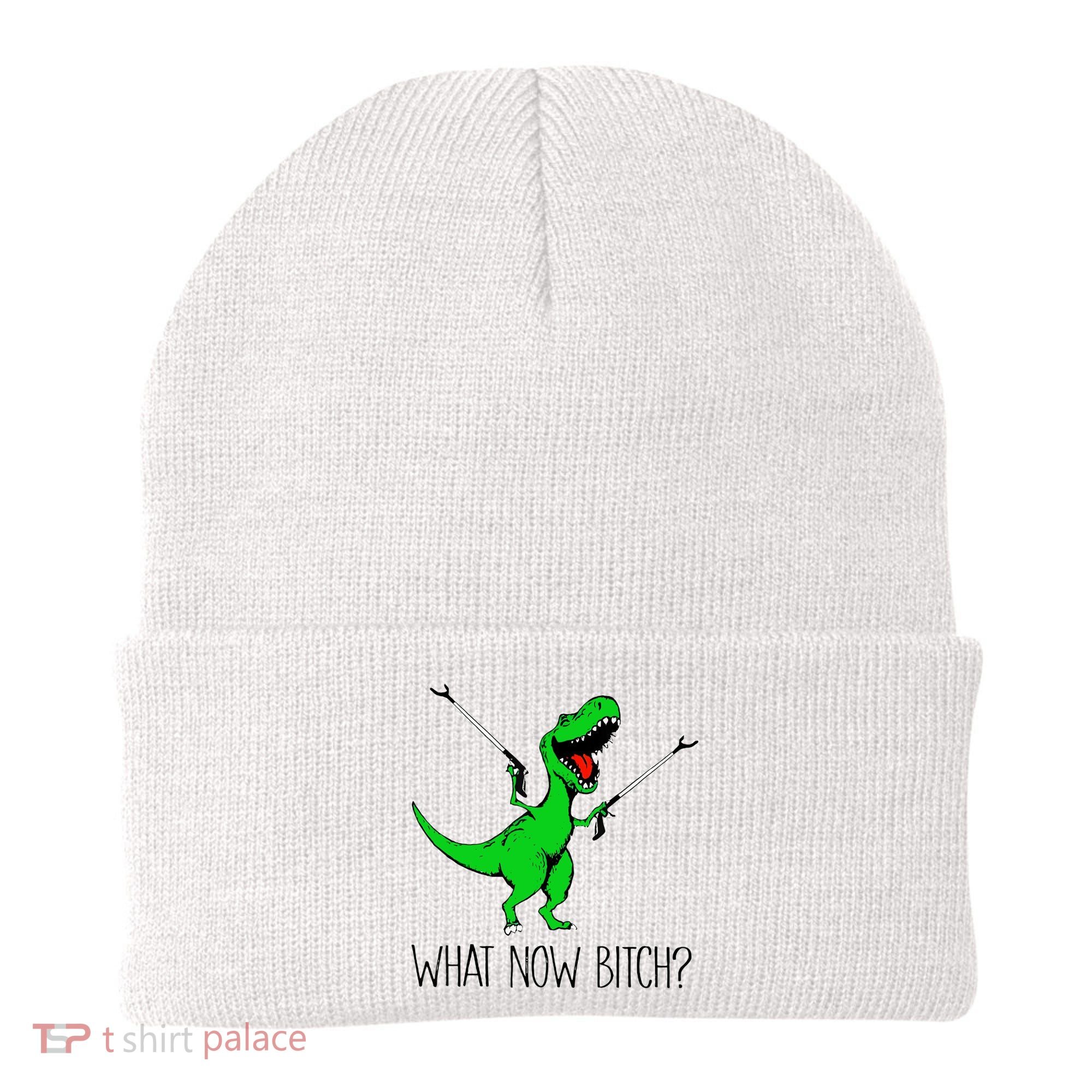 TRex Dinosaur What Now Bitch Funny Tyrannosaurus Rex TShirt Beanie