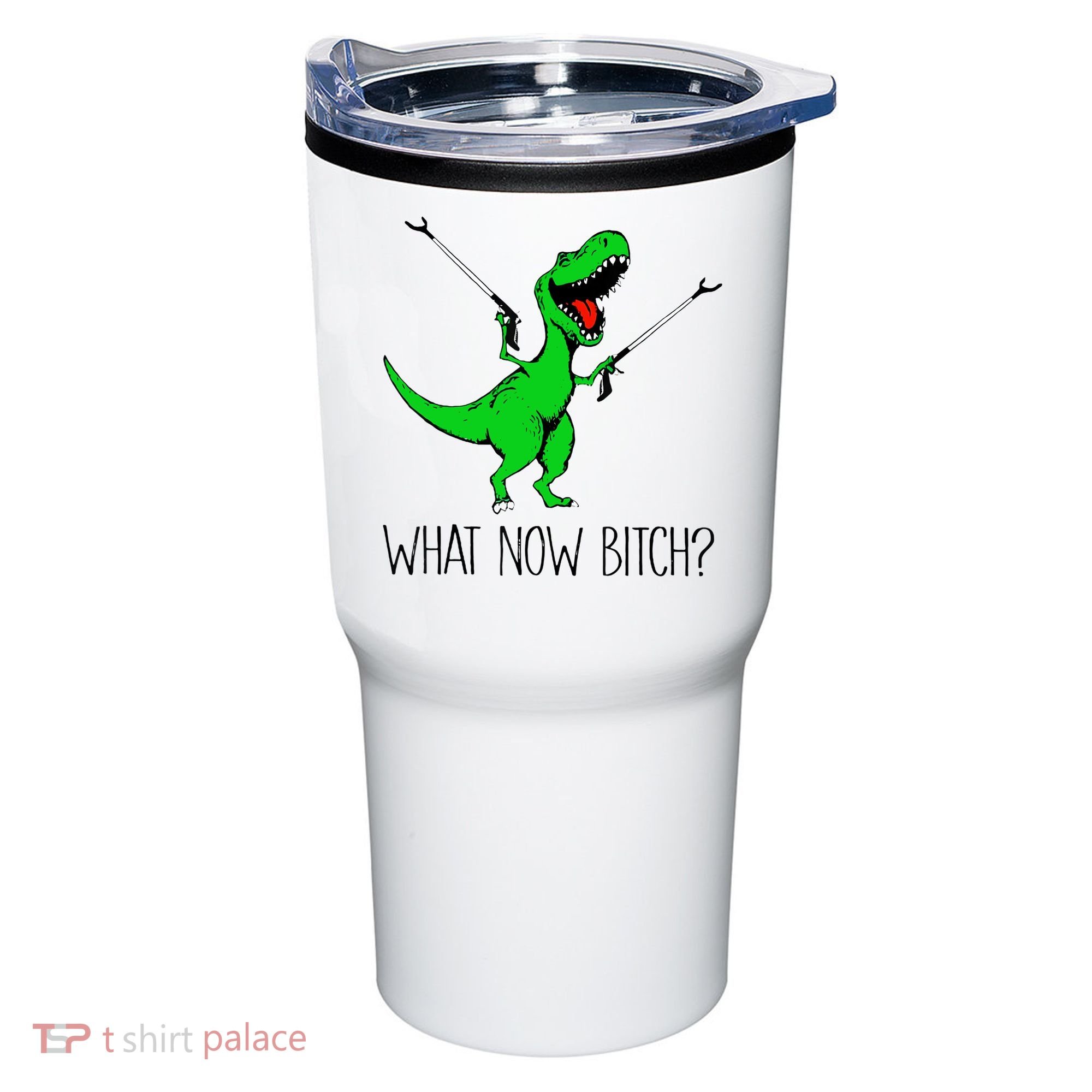 TRex Dinosaur What Now Bitch Funny Tyrannosaurus Rex TShirt Tumbler