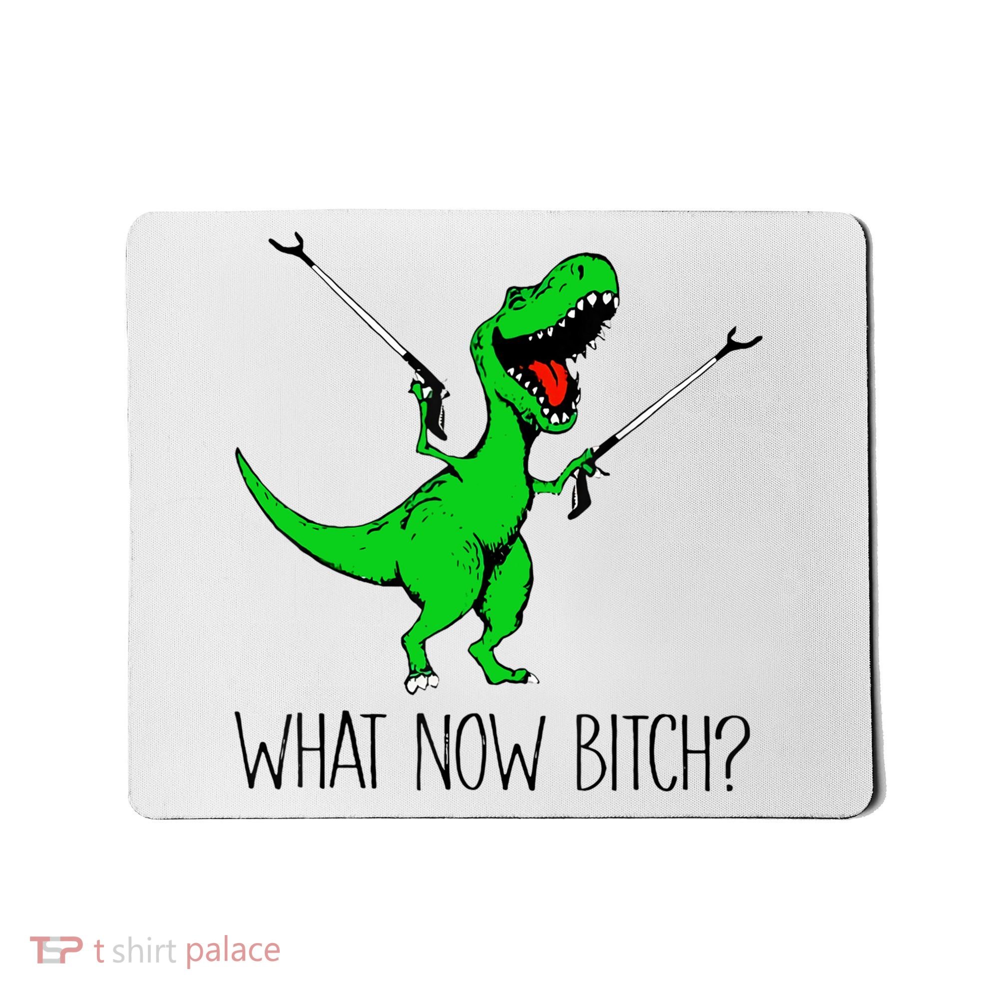 TRex Dinosaur What Now Bitch Funny Tyrannosaurus Rex TShirt Mousepad