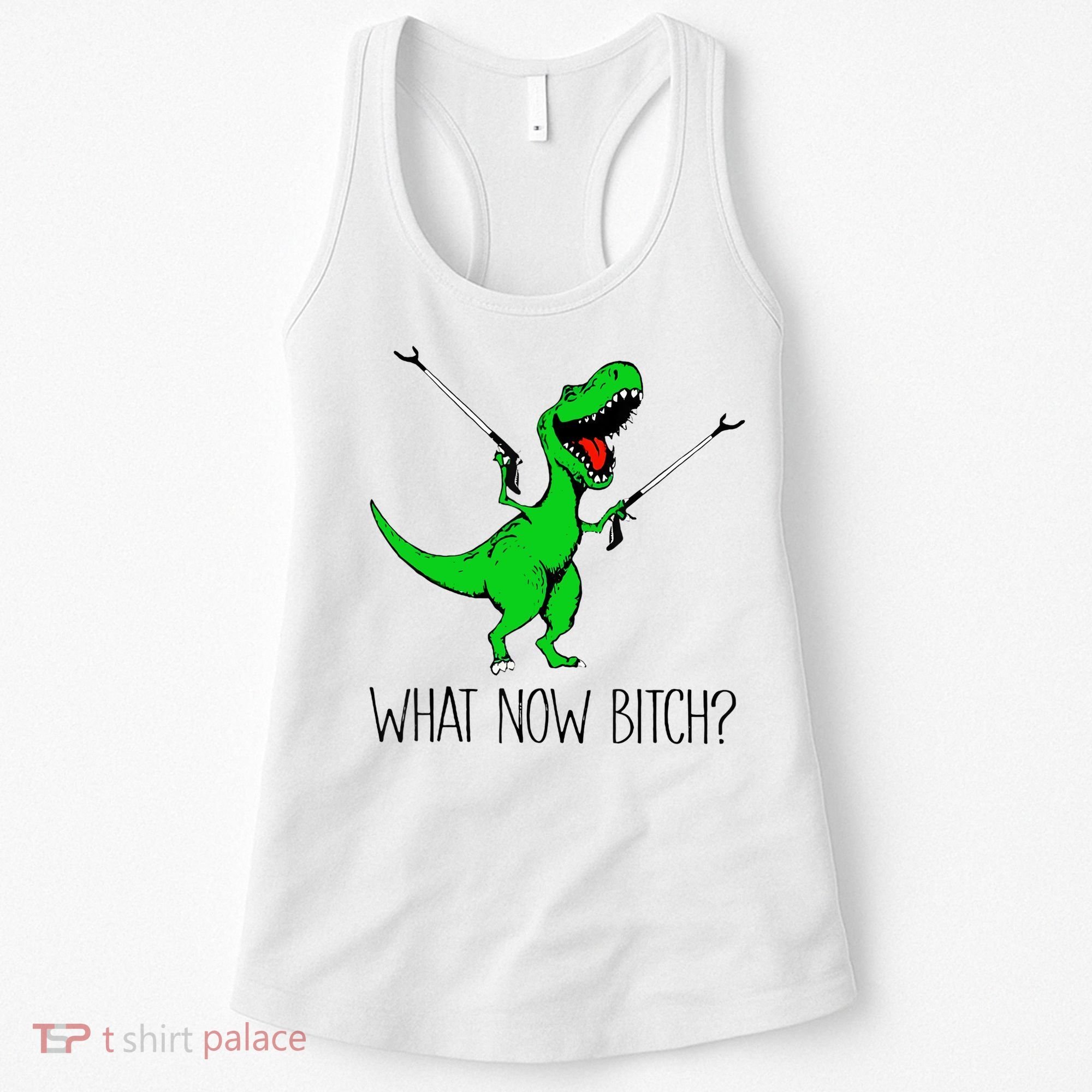 TRex Dinosaur What Now Bitch Funny Tyrannosaurus Rex TShirt Women's Tank Top