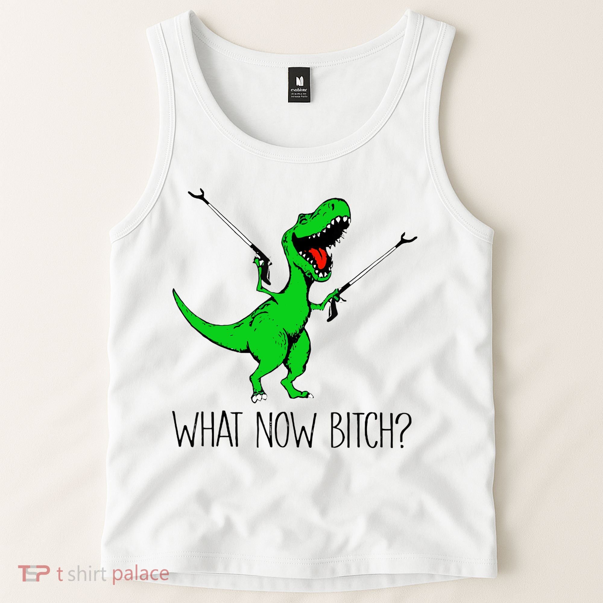 TRex Dinosaur What Now Bitch Funny Tyrannosaurus Rex TShirt Tank Top