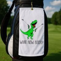 TRex Dinosaur What Now Bitch Funny Tyrannosaurus Rex TShirt Golf Towel thumb 2