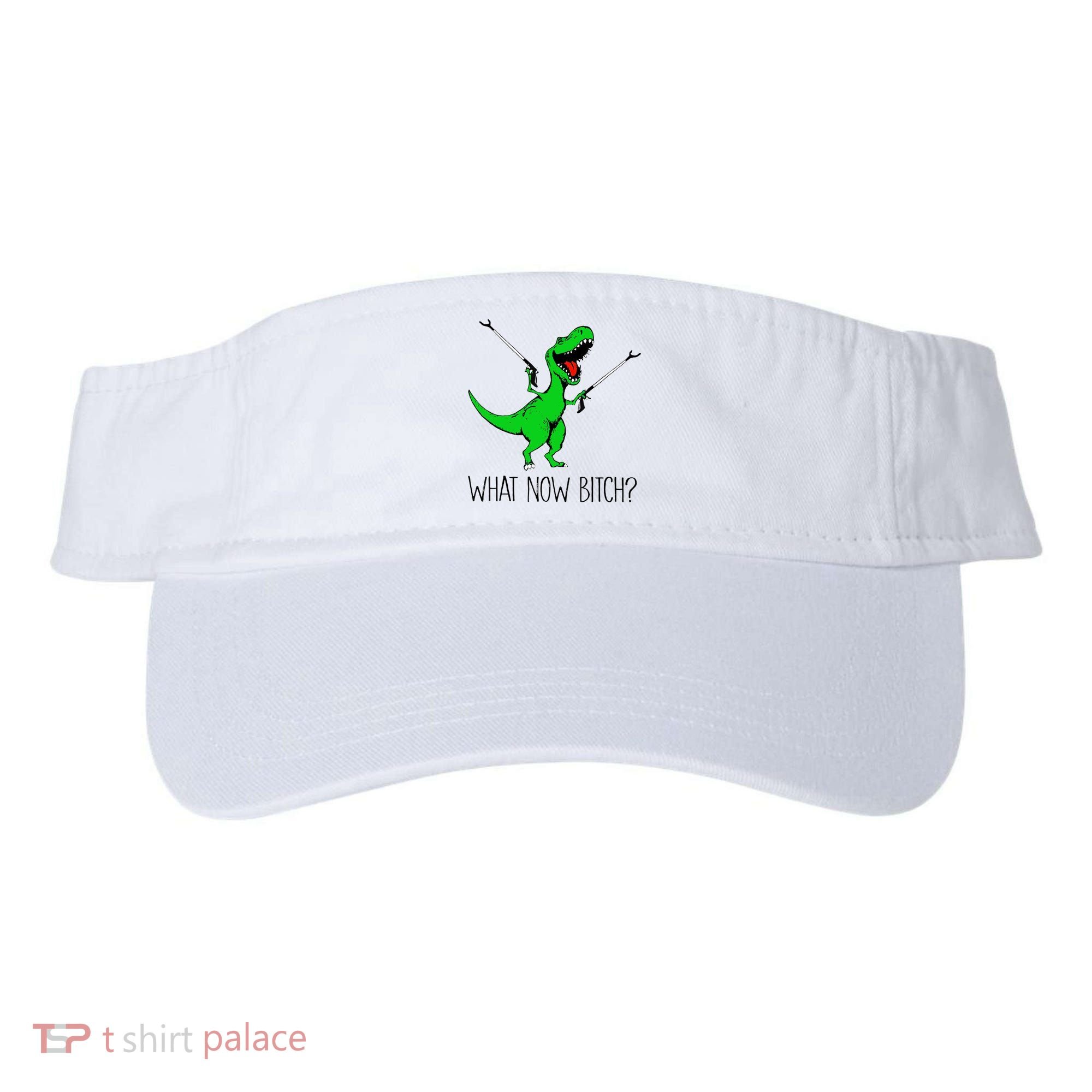 TRex Dinosaur What Now Bitch Funny Tyrannosaurus Rex TShirt Visor