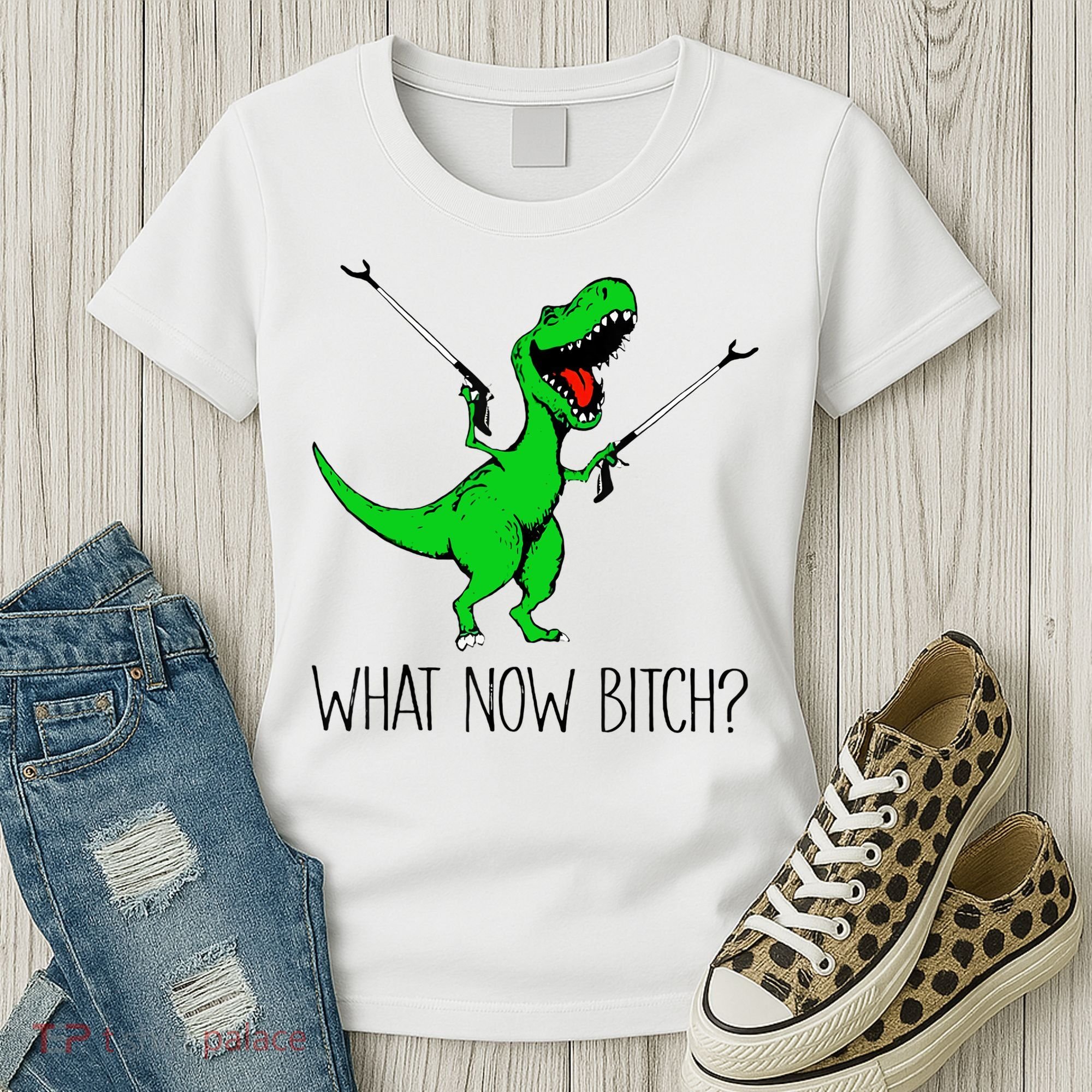 TRex Dinosaur What Now Bitch Funny Tyrannosaurus Rex TShirt Women's T-Shirt