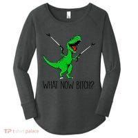 Tgiftrex Dinosaur What Now Bitch Funny Tyrannosaurus Rex Gift Women's Perfect Tri Tunic Long Sleeve Shirt thumb 0