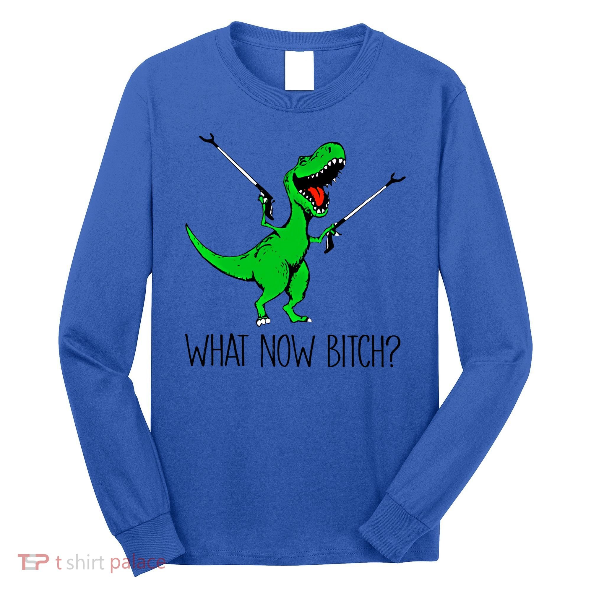 Tgiftrex Dinosaur What Now Bitch Funny Tyrannosaurus Rex Gift Long Sleeve Shirt