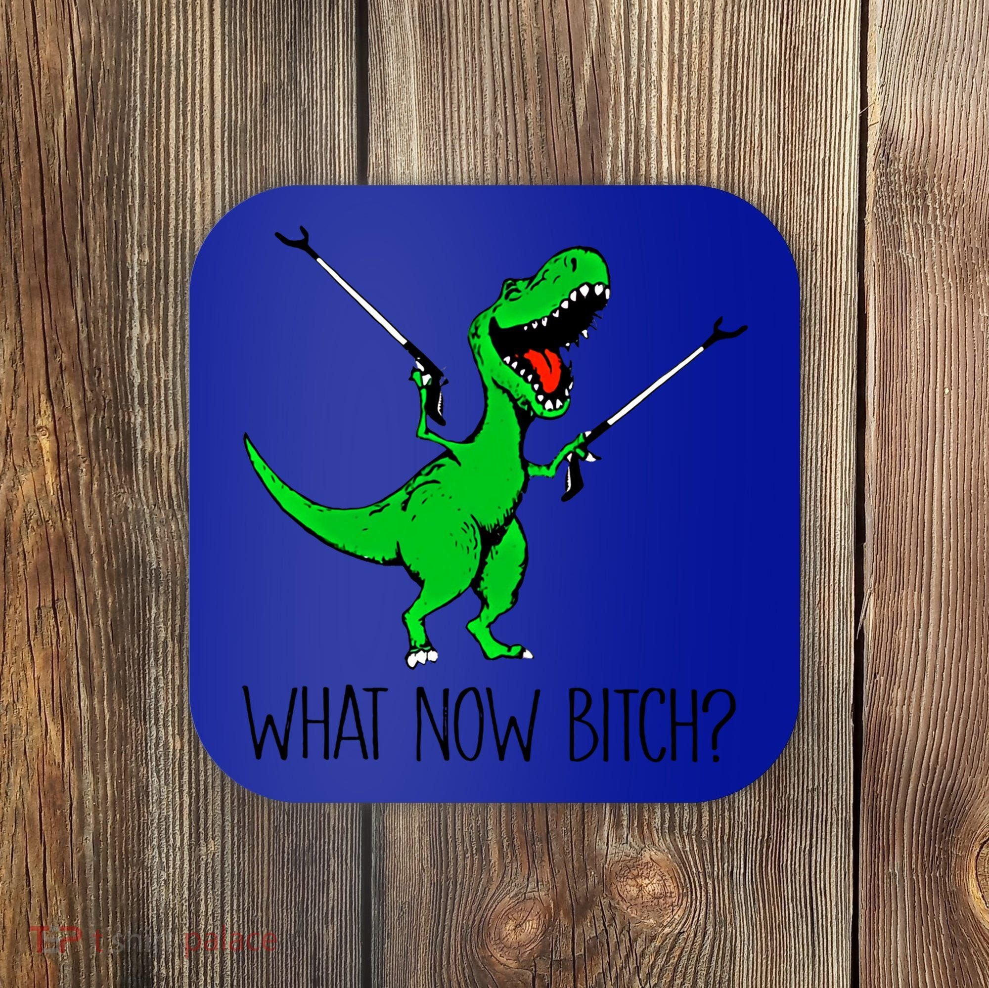 Tgiftrex Dinosaur What Now Bitch Funny Tyrannosaurus Rex Gift Coaster