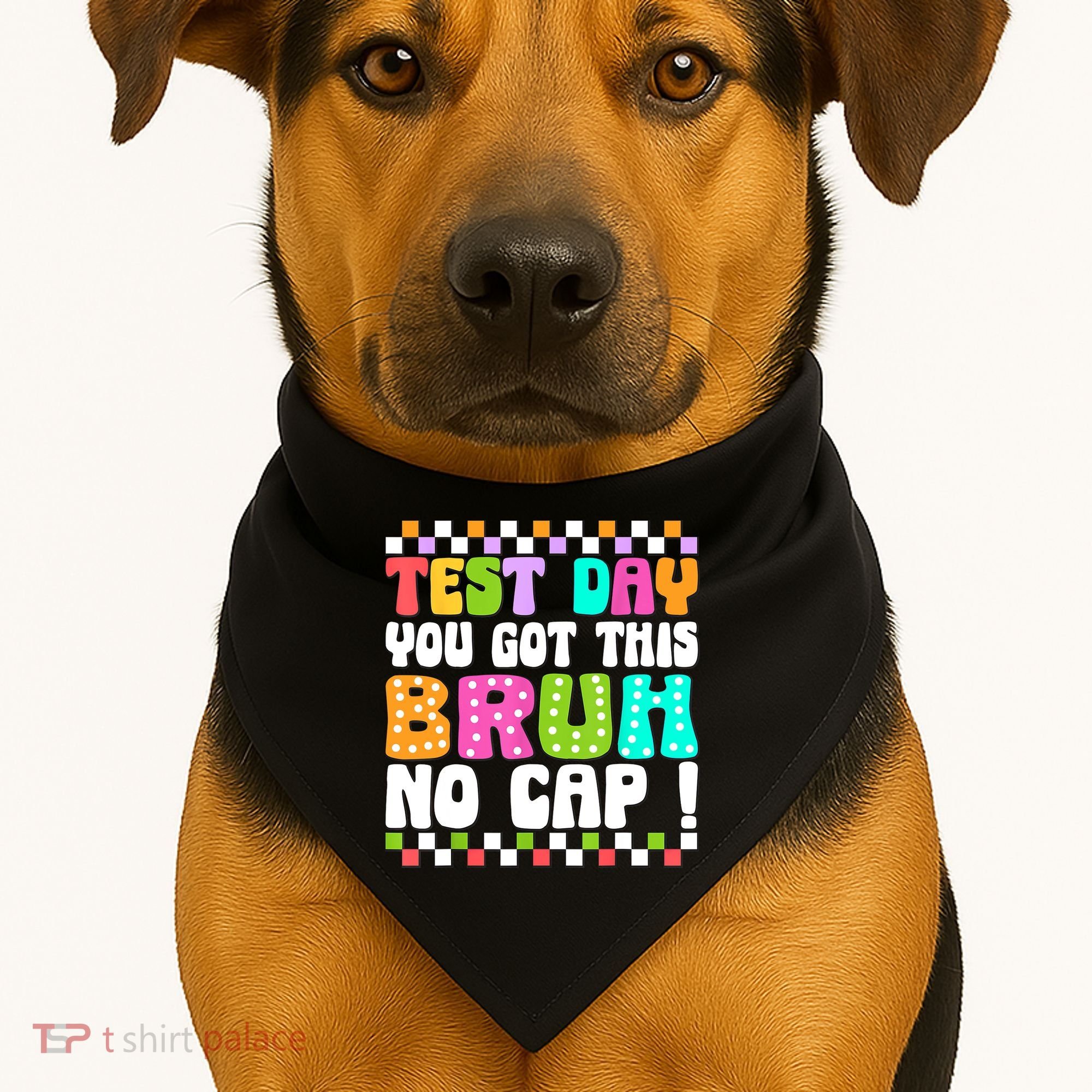 Test Day You Got This Bruh No Cap Funny Testing Day Teacher  USA-Made Doggie Bandana